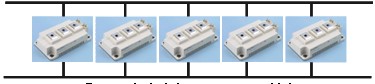 圖1：五個并聯(lián)的FF200R12KT3模塊