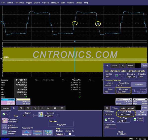 圖三 使用TIE的缺省設(shè)置，Hysteresis值為500mdiv 