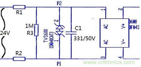 案例1：輸入端24V波動，R1和R2常被燒壞。