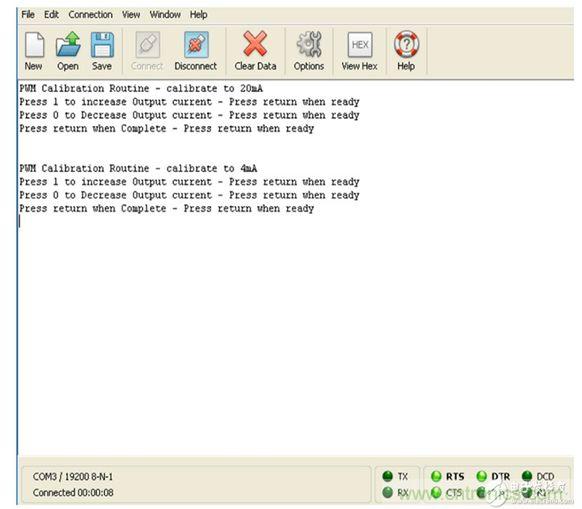校準(zhǔn)PWM時的&ldquo;超級終端&rdquo;輸出