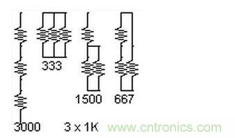3個(gè)電阻，4種組合。
