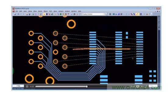 設(shè)計師在另一層上粗略繪制出一條直線路徑，如橙色所標(biāo)示