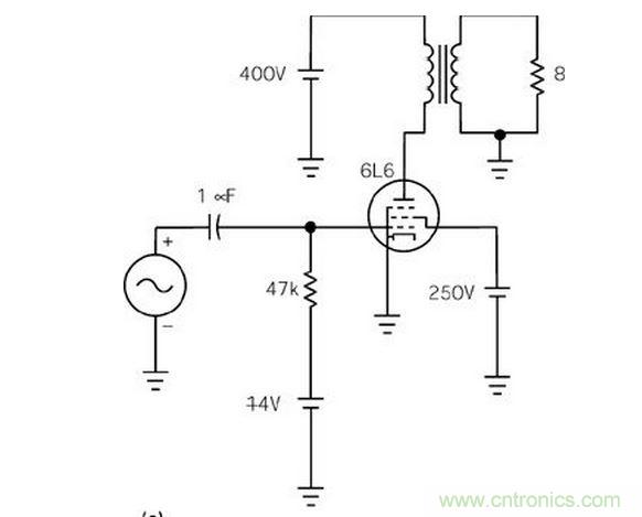 五極管（a）能輸出比三極管（b）大得多的功率，但采用升壓三極管配置除外（c）