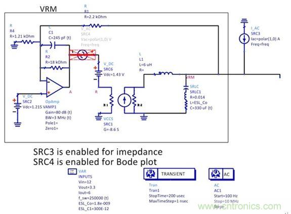 圖5：簡化后的狀態(tài)空間平均模型顯示了誤差放大器電路、功率級跨導和輸出電容。