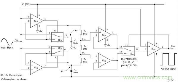 圖1：自適應(yīng)施密特觸發(fā)器。