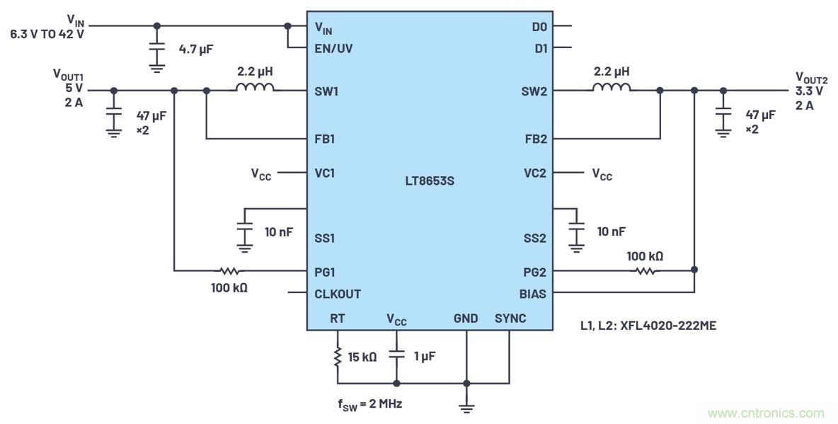 具有6.2 &micro;A靜態(tài)電流的雙通道、42 V、2 A、單片、同步降壓型Silent Switcher 2穩(wěn)壓器
