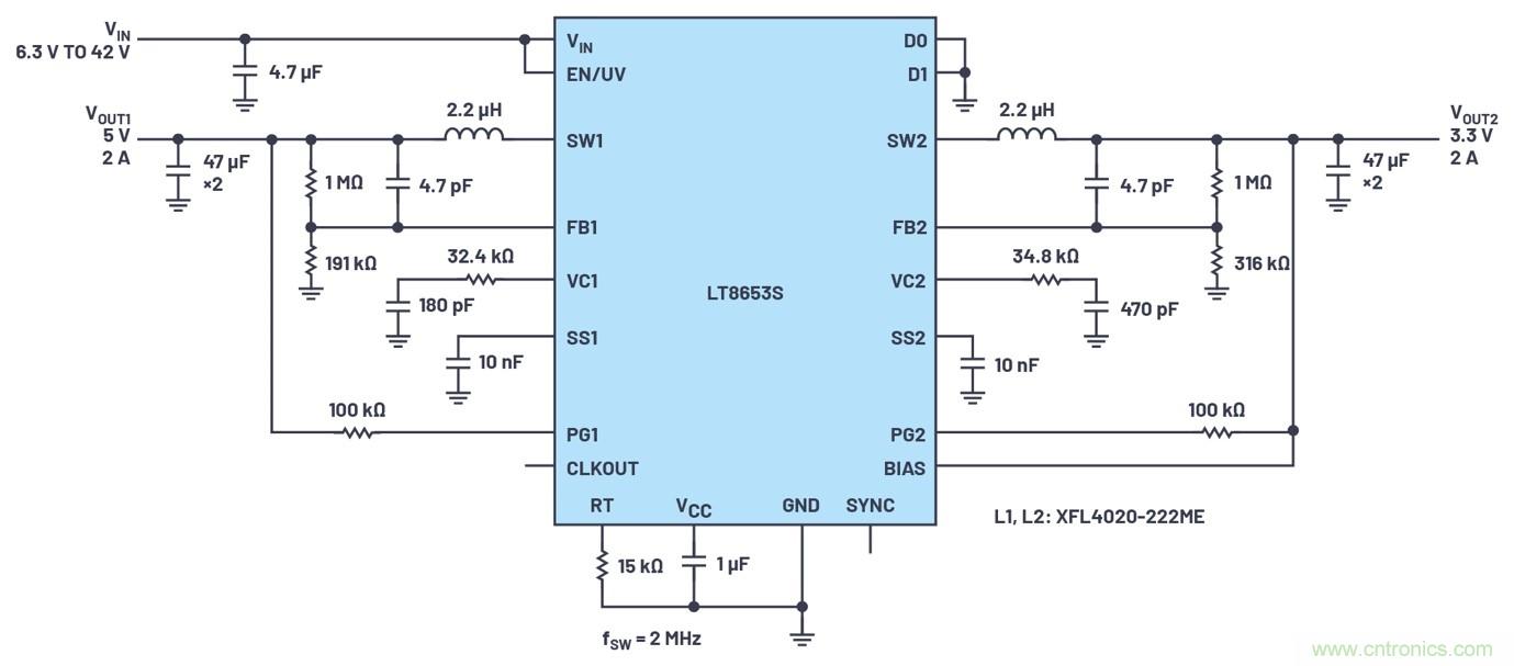 具有6.2 &micro;A靜態(tài)電流的雙通道、42 V、2 A、單片、同步降壓型Silent Switcher 2穩(wěn)壓器