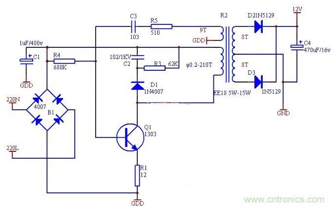 六款簡單的開關(guān)電源電路設計，內(nèi)附原理圖詳解