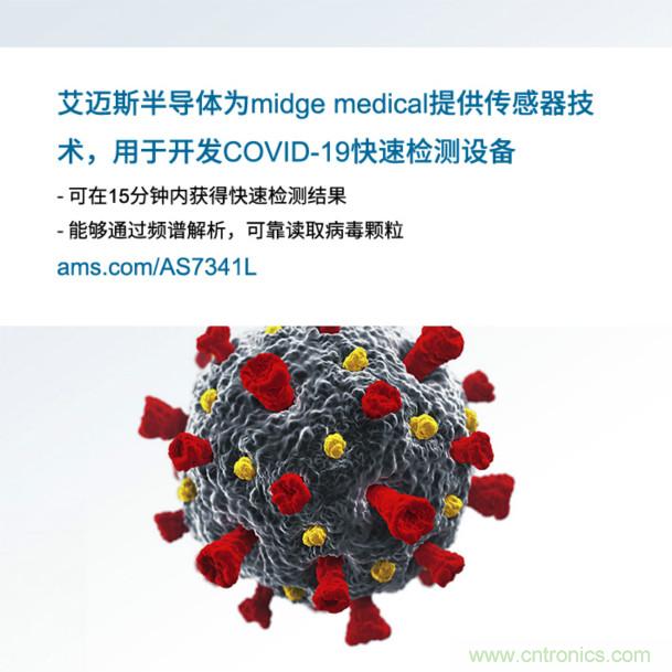 艾邁斯為midge medical提供傳感器技術(shù)，用于開發(fā)COVID-19快速檢測(cè)設(shè)備