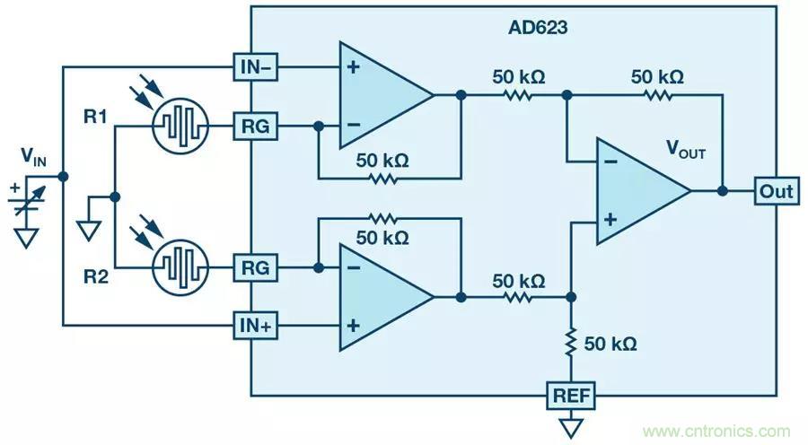 你有沒有試過用儀表放大器測量兩個(gè)光源的相對強(qiáng)度？